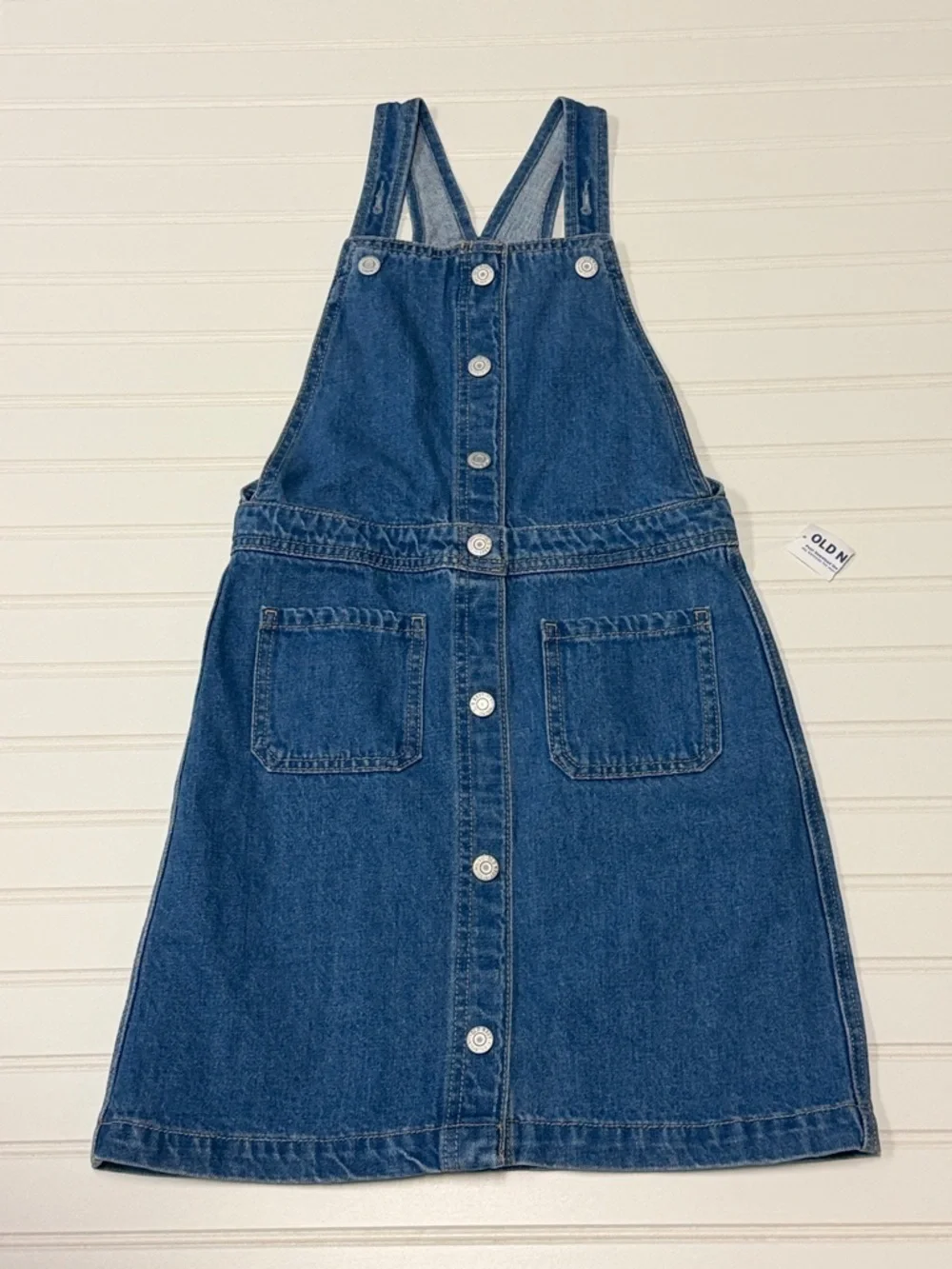 Old Navy Dark Blue Button-Front Denim Overall Dress